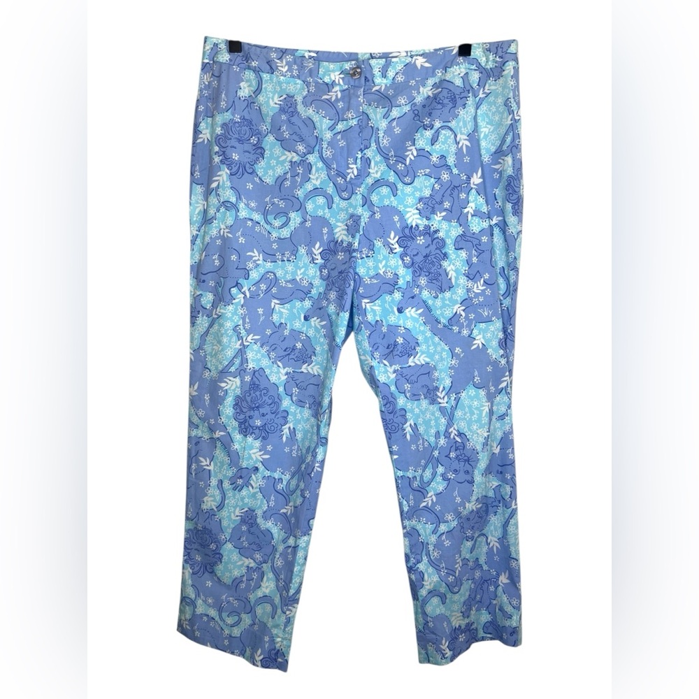 Lilly Pulitzer Blue & Aqua Printed Cropped Pants
